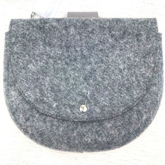 Theory Whitney Crossbody Bag in Gray Wool/ Green Suede- NEW - Picture 12 of 16